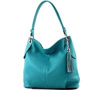 modamoda de - T185 - ital. Ladies leather shoulder bag, Colour:Turquoise_1