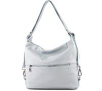 modamoda de - T189 - ital. Ladies backpack bag 2in1 made of leather, Colour:Ice Blue