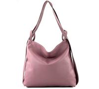 modamoda de - T192 Italian Women's Backpack Bag 2-in-1 Leather, antique pink, Large