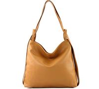 modamoda de - T192 Italian Women's Backpack Bag 2-in-1 Leather, camel, Large