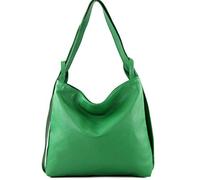 modamoda de - T192 Italian Women's Backpack Bag 2-in-1 Leather, Leaf Green, Large