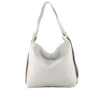 modamoda de - T192 Italian Women's Backpack Bag 2-in-1 Leather, light grey, Large