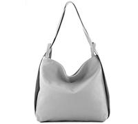 modamoda de - T192 Italian Women's Backpack Bag 2-in-1 Leather, Teleggrey., Large