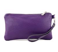 modamoda de - T193 - Italian Clutch/Wristbag Leather Small, Colour:Purple