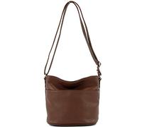 modamoda de - T196 - ital leather shoulder/shoulder bag, Colour:Chocolate Brown