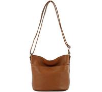 modamoda de - T196 - ital leather shoulder/shoulder bag, Colour:cognac