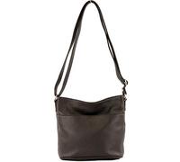 modamoda de - T196 - ital leather shoulder/shoulder bag, Colour:Dark Chocolate