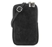 modamoda de - T197 - ital. Leder Umhänge- / Handytasche Klein, Colour:Black/Suede