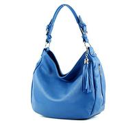 modamoda de - T200 - ital shoulder/shoulder bag made of leather, Colour:Blue