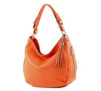 modamoda de - T200 - ital shoulder/shoulder bag made of leather, Colour:orange
