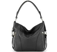 modamoda de - T202 - Italian ladies' leather handbag shoulder bag, color: black