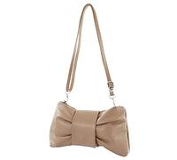 modamoda de - T214 - ital. Shoulder Bag Clutch Leather Small, Color: Dark Taupe