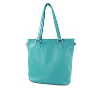 modamoda de - T215 - Italian leather bag shopper large, color: turquoise blue