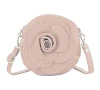 modamoda de - T225 - ital. Ladies Shoulder Bag Blossom Small Genuine Leather, Color: Pink Beige