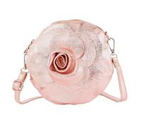 modamoda de - T225 Italian Shoulder Bag Flower Small Genuine Leather, Rose Gold Metallic, Small