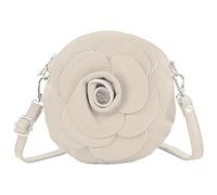 modamoda de T225 Women's Leather Shoulder Bag Evening Bag Clutch Flower Small Handmade in Italy, cream, Small