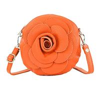 modamoda de T225 Women's Leather Shoulder Bag Evening Bag Clutch Flower Small Handmade in Italy, orange, Small