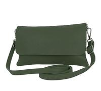 modamoda de - T226 - Italian leather clutch shoulder bag small, color: black-green