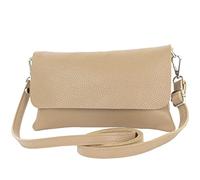 modamoda de - T226 - Italian leather clutch shoulder bag small, color: taupe