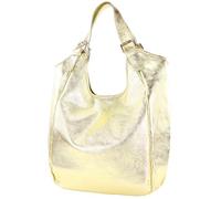 modamoda de T227 - Ital. Shopper shoulder bag large made of leather, color: light gold metallic
