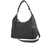 modamoda de - T229 - ital shoulder bag shopper made of leather, color: black