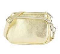 modamoda de - T231 - Italian shoulder bag small made of leather, color: light gold metallic