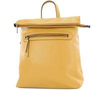 modamoda de - T235 - Ladies backpack bag Italian genuine leather, colour: mustard yellow