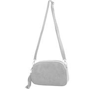 modamoda de T238 Women's Leather Suede Shoulder Bag Handmade in Italy, Suede Grey, Medium