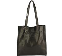 modamoda de - T247 - Italian leather shopper with removable inner pocket, color: black