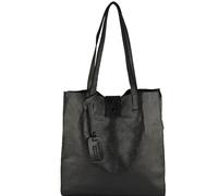 modamoda de - T247 - Italian leather shopper with removable inner pocket, color: black metallic