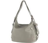 modamoda de - T249 - Italian ladies backpack bag 2 in 1 made of leather, color: telegrey