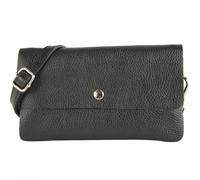 modamoda de T257 Women's Leather Shoulder Bag Clutch, 20 x 11 x 2 cm, Adjustable Shoulder Strap, Handmade in Italy, black, small