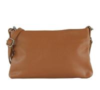 modamoda de - T258 - Women's Italian Leather Shoulder Bag, Cognac, Medium