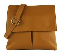 modamoda de - T63LEDER - Women's Leather Shoulder Bag, Dark camel, Small
