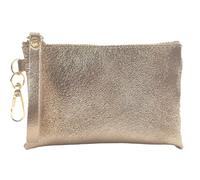 modamoda de Women's Leather Coin Purse, Key Case, Handmade in Italy, Antique gold metallic, X-Small, Classic