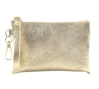 modamoda de Women's Leather Coin Purse, Key Case, Handmade in Italy, Lightgold Metallic, X-Small, Classic