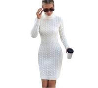 Modamore - Ultra Cozy & Stylish Knitted Roll Neck Jumper Dress for Women UK - Luxuriously Soft, Warm & Flattering Bodycon Fit for Women UK | Chic, Elegant Day Comfort, (Cream, M/L)