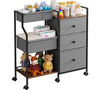 Modanais Baby Diaper Caddy Organizer and Storage - 3 Tier Rolling Cart with Dividers and Drawers, Easy To Assemble, Mobile Utility Cart with Wheels for Nursery, Bedroom