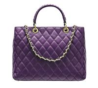 Modarno Bag with Braided Handle in Genuine Leather Quilted Hand and Shoulder 33 x 14 x 24 cm, purple, Large