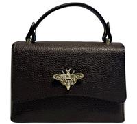 Modarno Women's Real Leather Handbag Shoulder Bag with Bee Closure 20 x 7 x 14 cm, dark brown (di moro)