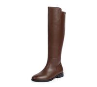 Modatope Knee High Boots Women Flat Rounded Toe Stretchy Boots Side Zipper Dress Tall Boot, A-brown, 5 UK