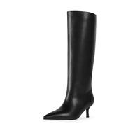 Modatope Knee High Boots Women Kitten Heels Tall Boots Pointed Toe Long Boot for Women, Black, 5.5 UK
