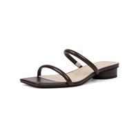 Modatope Square Open Toe Heeled Sandals Women Two Strap Chunky Heel Sandals for Women Low Block Heel Sandal Dressy, A-chocolate, 5 UK