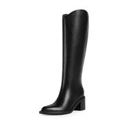 Modatope Women's Knee High Boots Pointed Toe Chunky Block Heel Tall Boots with Side Zipper Long Boot, Black, 3 UK