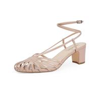 Modatope Womens Sandals Square Open Toe Strappy High Heels Wedding Daily Wear, Nude, 8 UK