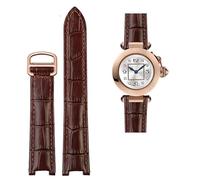 MODBAND 18 * 10mm 20 * 12mm Cowhide Leather Strap Concave Brown Black Calfskin Bracelet Folding Buckle For Cartier PASHA WSPA0009 Watchband(Brown rose buckle,20.12mm)