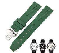 MODBAND 19mm 20mm Curved End Rubber Watchband for Tissot 1853 Lelocle PRC200 Rolex Submariner Hamilton Omega Waterproof Watch Strap(Green,20mm)