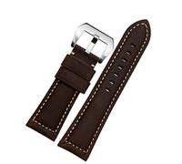 MODBAND 20mm 22mm 24mm 26mm Genuine Leather Retro man Watch Band for Panerai PAM111 441 cowhide Watchband Wrist Strap(Dark brown silver,24mm)