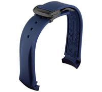 MODBAND 20mm 22mm Curved End Rubber Watch Band for Omega Seamaster Watch Straps with Folding Buckle Luxury Bracelets Silicone Watchbands(2,19mm)