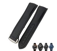 MODBAND 21mm 22mm Rubber Nylon Watch Band 19mm 20mm for Omega Strap Planet Ocean Seamaster 300 Rubber Bracelet(Black Nylon Black,22mm)